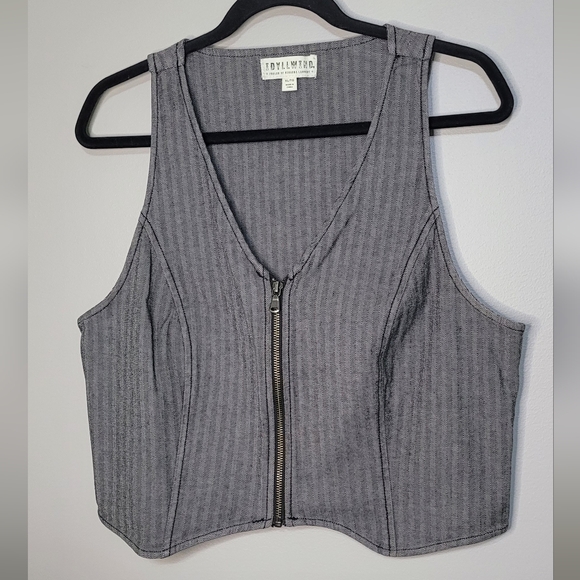 IDYLLWIND By Miranda Lambert Gray Zip-Up Vest Western Cropped Fitted XL - Picture 1 of 5